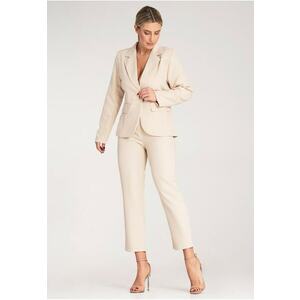Set elegant dama jacheta si pantaloni - bej - material de inalta calitate - imagine