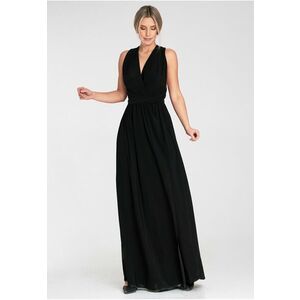 Rochie maxi - poliester - neagra - imagine