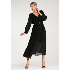 Rochie plisata - neagra - eleganta - poliester - imagine