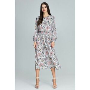 Rochie M600 79 - imprimeu floral - lungime midi - maneci lungi - multicolor - poliester - imagine