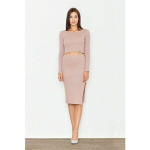 Set elegant dama crop top si fusta - roz inchis - bumbac 98% - elastan 2% - imagine
