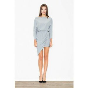 Rochie asimetrica - eleganta - gri - cu maneci lungi - poliester imagine