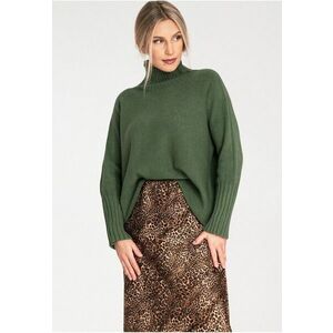 Pulover dama elegant - guler inalt - verde - material delicat - imagine