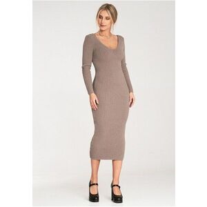 Rochie midi mulata - bej - viscoza - imagine