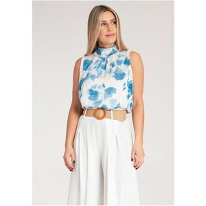 Bluza dama - Fara maneci - Poliester - Alb/Albastru - imagine
