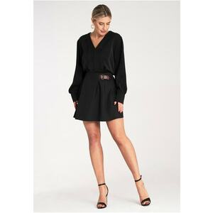 Fusta scurta - eleganta - neagra - poliester - imagine
