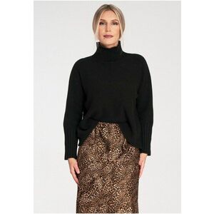 Pulover dama - elegant - cu guler - negru - fabrica tricotata - imagine