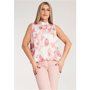 Bluza dama - Fara maneci - Poliester - Alb/Roz - imagine