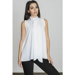 Bluza dama - Poliester/Elastan - Guler tip cravata - Alb - imagine