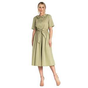 Rochie midi - verde - stil camasa - bumbac - imagine