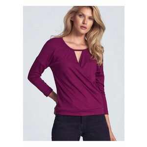 Bluza dama decolteu plic - maneci 3/4 - violet - elastan/poliester - imagine