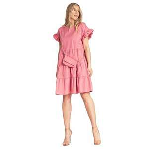 Rochie de vara - cu volane - roz - bumbac/elastan - imagine