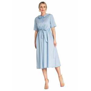 Rochie midi - albastra - bumbac - croiala simpla - inchidere cu nasturi - imagine