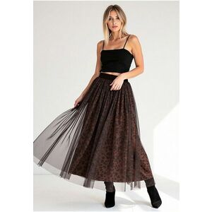 Fusta midi - culoare maro - material poliester - imagine