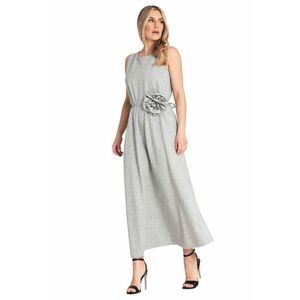 Rochie eleganta fara maneci - motiv floral - gri - poliester/spandex/viscoza - imagine