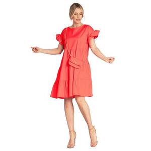 Rochie de vara - M1182 - volane - rosu - bumbac/elastan - imagine