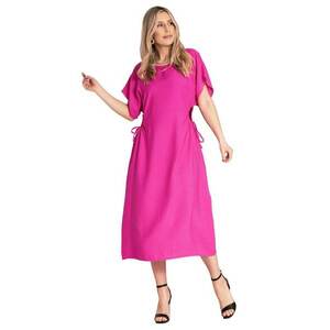 Rochie midi - fuchsia - eleganta simpla - material lejer - viscoza - imagine
