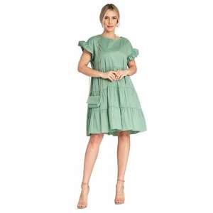 Rochie de vara - verde - bumbac - volane - imagine