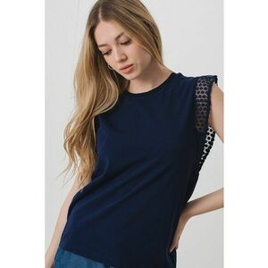 Tricou regular fit cu maneci de dantela imagine
