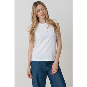 Tricou regular fit cu maneci de dantela imagine