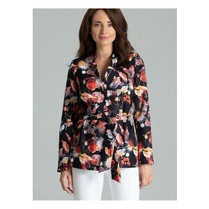 Bluza dama - croiala dreapta - imprimeu floral - neagra - poliester imagine