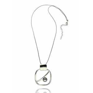 Colier cu perle FN99609 - metal hipoalergenic - lungime 70cm - argintiu imagine