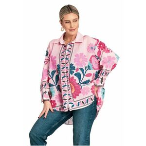 Bluza boho florala - roz - lejera - poliester - imagine