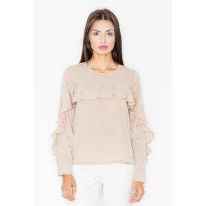 Bluza dama cu volane - Poliester/Elastan/Viscoza - Bej - imagine