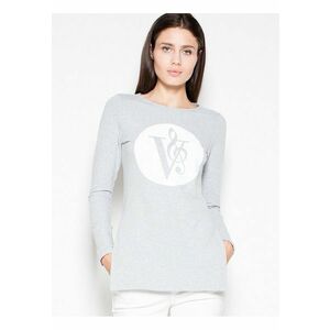 Bluza dama - asimetric - slim-fit - imprimeu original - gri - bumbac - imagine