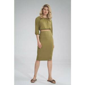 Fusta midi M793 - verde - din viscoza - eleganta - confortabila - imagine
