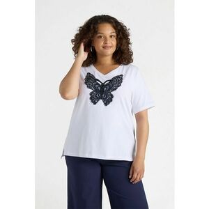 Tricou cu broderie fluture imagine