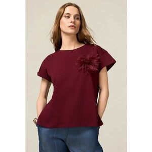 Tricou din bumbac cu brosa din tul imagine