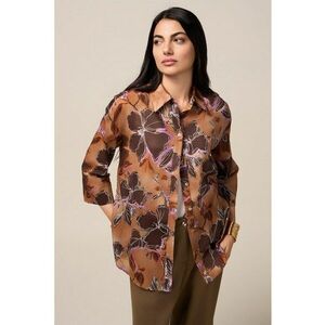 Camasa cu model floral si maneci 3/4 imagine