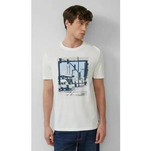 Tricou barbati cu imprimeu foto - decolteu la baza gatului si croiala Regular Fit - Alb imagine