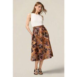 Rochie midi cu model floral si buzunare laterale imagine