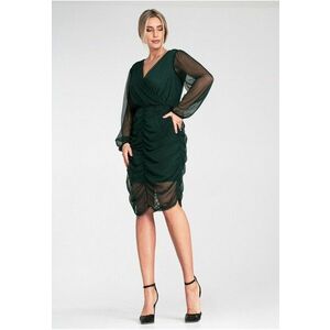 Rochie Mesh - verde - maneci lungi - 100% poliester - elegant - imagine