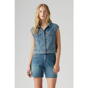Vesta de denim cu buzunare cu clapa imagine