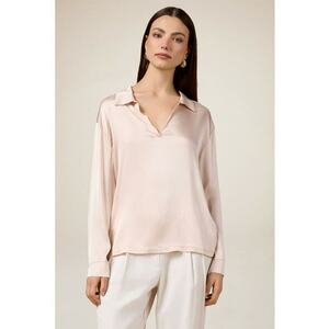 Bluza satinata cu decolteu in V si guler ascutit imagine