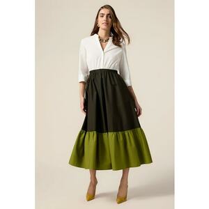 Rochie evazata cu model 2in1 si maneci 3/4 imagine