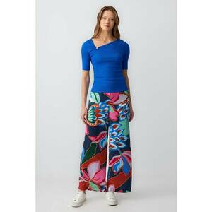 Pantaloni cu croiala ampla si model floral imagine