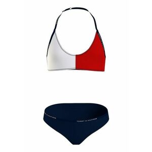 Costum de baie in doua piese cu decolteu halter si model colorblock imagine