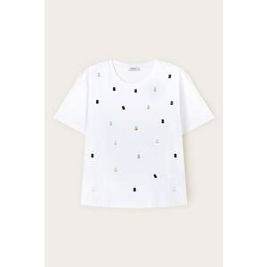 Tricou cu decolteu la baza gatului si paiete imagine