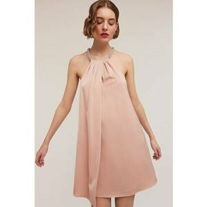 Rochie mini fara maneci cu sapect satinat imagine