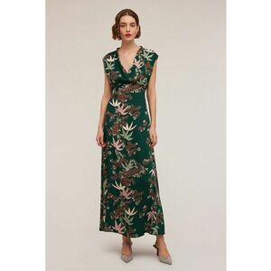 Rochie maxi cu croiala in A si model floral imagine