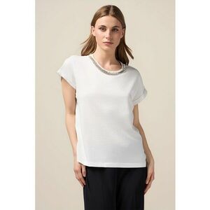 Tricou de bumbac cu decolteu cu strasuri imagine