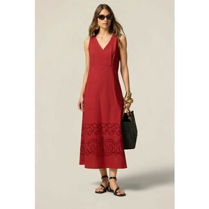 Rochie maxi cu decolteu in V si broderie imagine