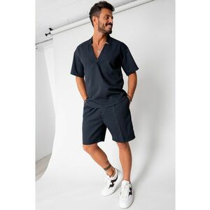 Set Como bluza V-cut si pantaloni scurti Navy 16745 imagine