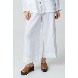 Pantaloni de in cu croiala ampla si pliuri frontale imagine