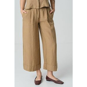 Pantaloni de in cu croiala ampla si pliuri frontale imagine