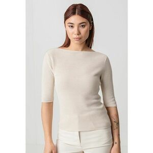 Bluza striata cu decolteu barcuta imagine